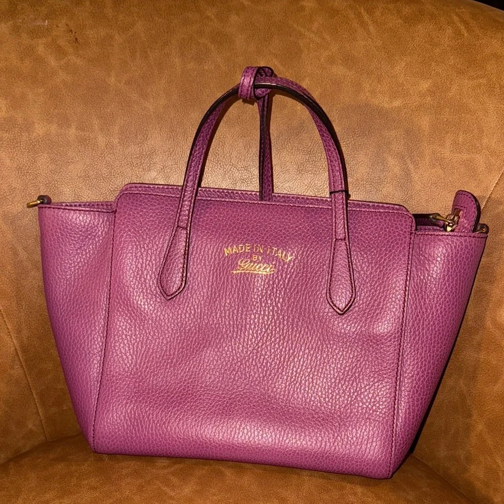 Gucci Dollar Calfskin Purple Leather Medium Satchel